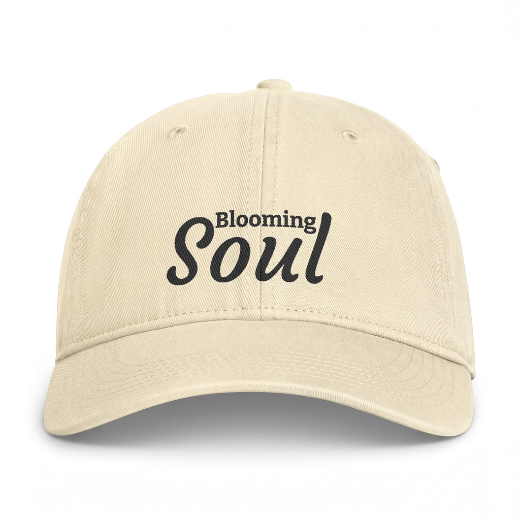 Blooming Soul Baseball Cap — Coastal Washed Hat with Script Logo