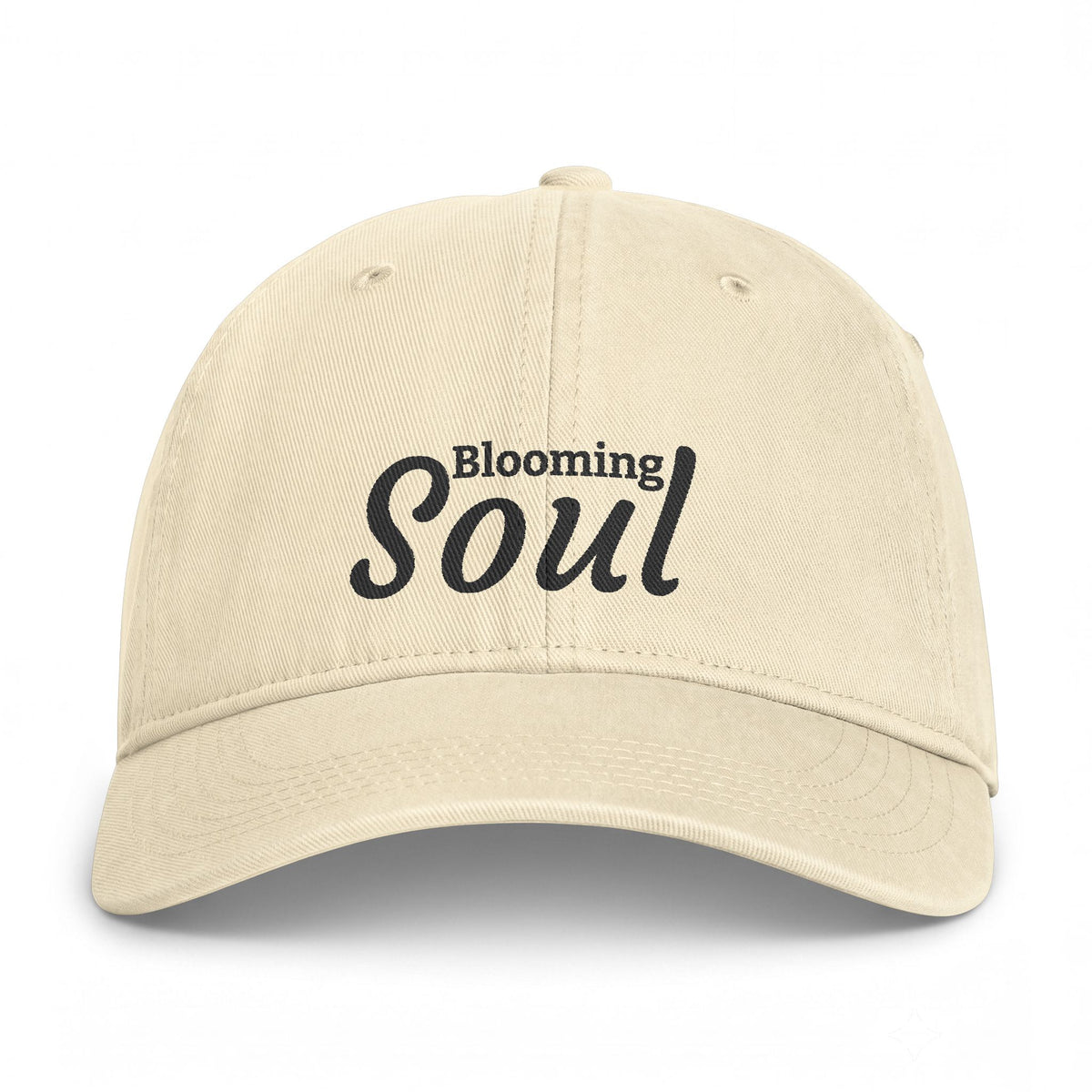 Blooming Soul Baseball Cap — Coastal Washed Hat with Script Logo